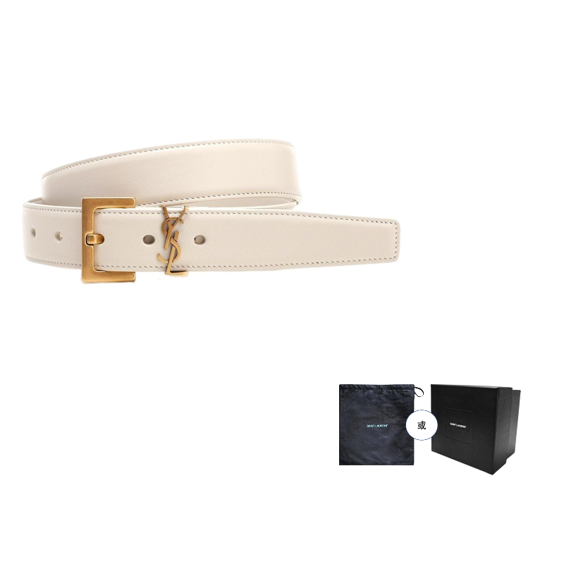 

SAINT LAURENT Ремень с пряжкой-монограммой, White