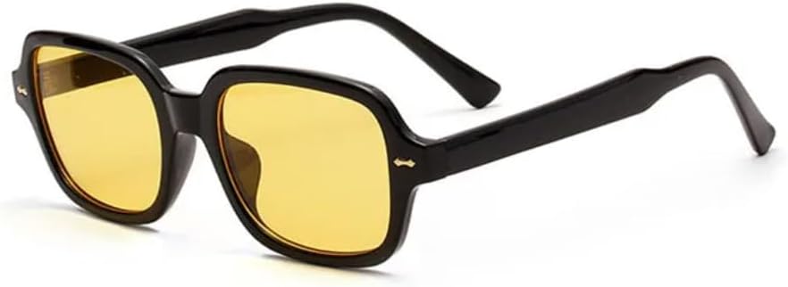 

Женские солнцезащитные очки в стиле ретро, ​​прямоугольные, модный дизайн, прозрачные линзы, очки для мужчин, солнцезащитные очки с защитой от УФ-излучения UV400 UUPTTPL, Black Yellow