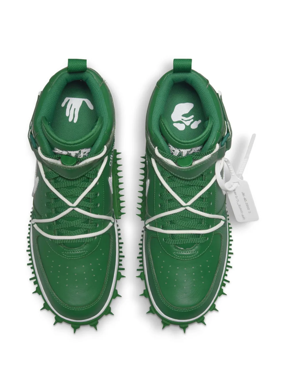Кроссовки Air Force 1 Mid Pine Green Nike X Off-White, зеленый — фото 3