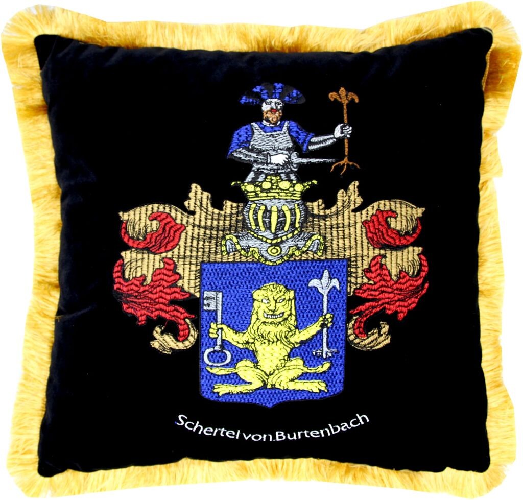 

Роскошная декоративная подушка Casa Padrino герб Freiherr Schertel от Burtenbach черный/золотой