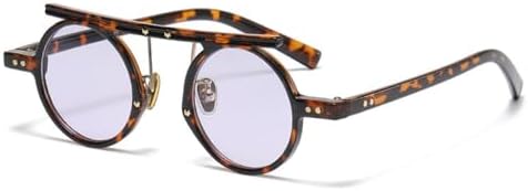 

2027 Ретро маленькие круглые женские солнцезащитные очки, модные, с двойной перемычкой, панк, градиентные, мужские двухцветные солнцезащитные очки UV400 MTZJH, Leopard