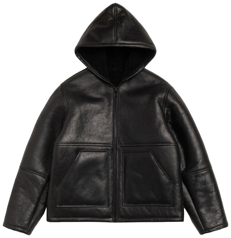 

Куртка Stussy с капюшоном и меховой отделкой, черная