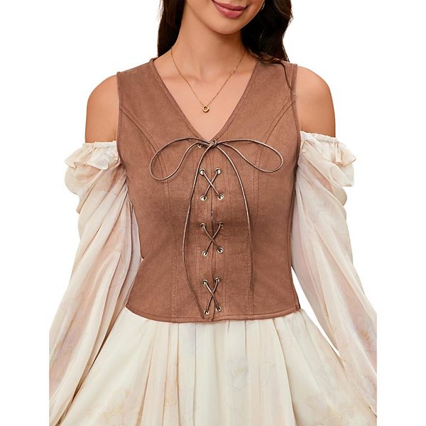 

Женский пиратский ренессансный жилет для косплея в стиле стимпанк Kojooin, Brown