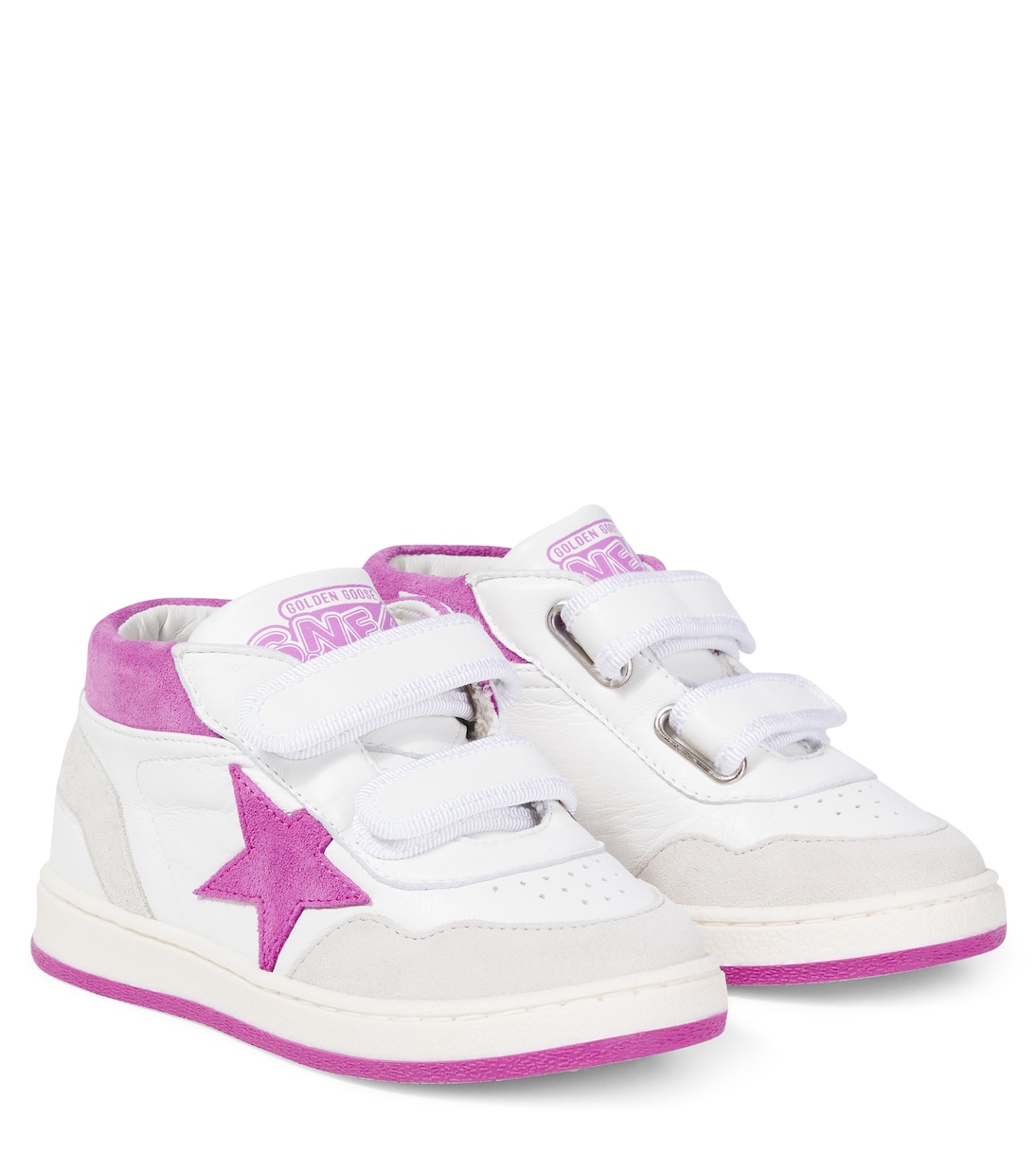 

Высокие кеды June из замши и кожи Golden Goose Kids, White/Pink/Gray