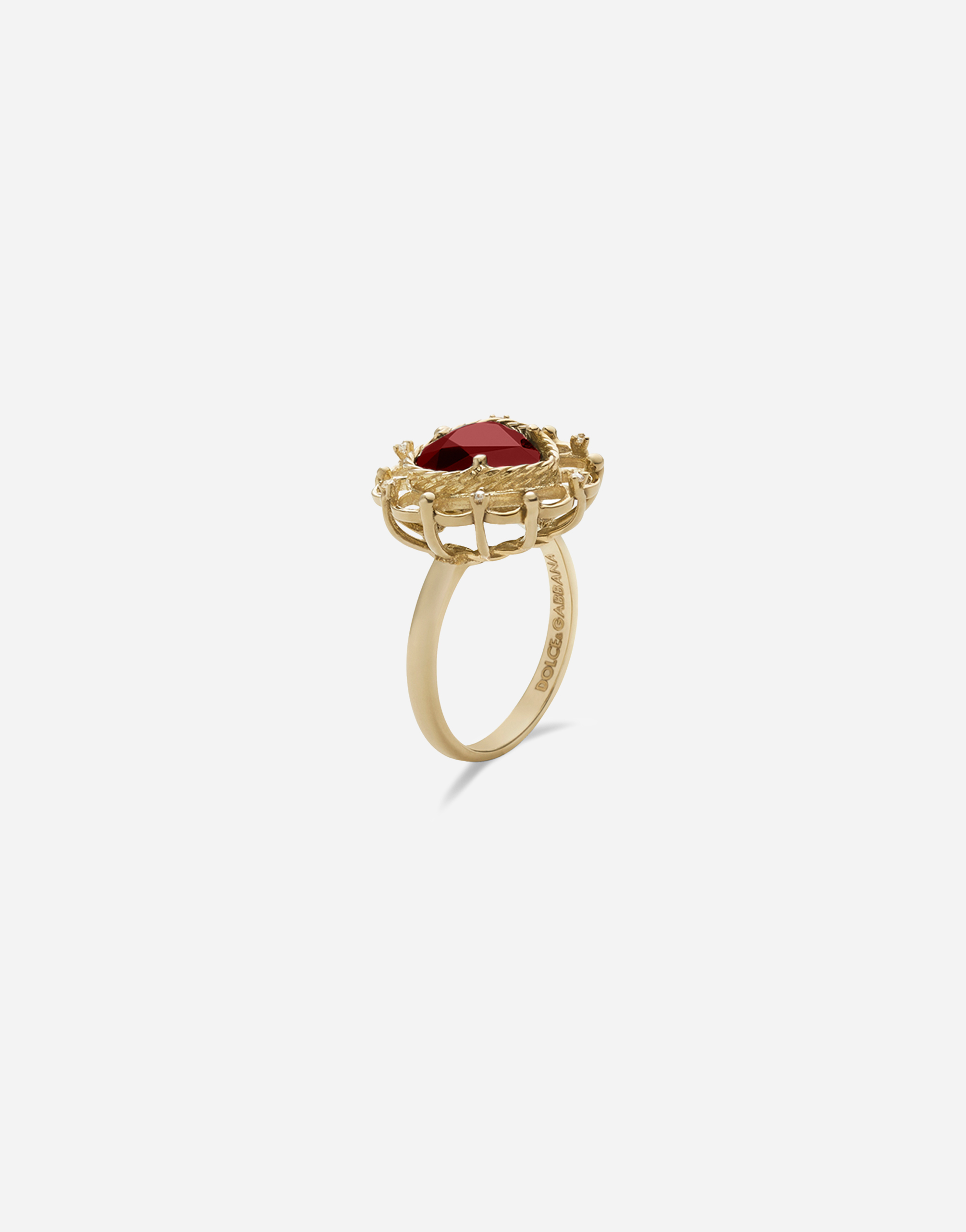 Кольцо devotion из желтого золота 750 пробы с красным родолит-гранатом Dolce & Gabbana, золото — фото 2