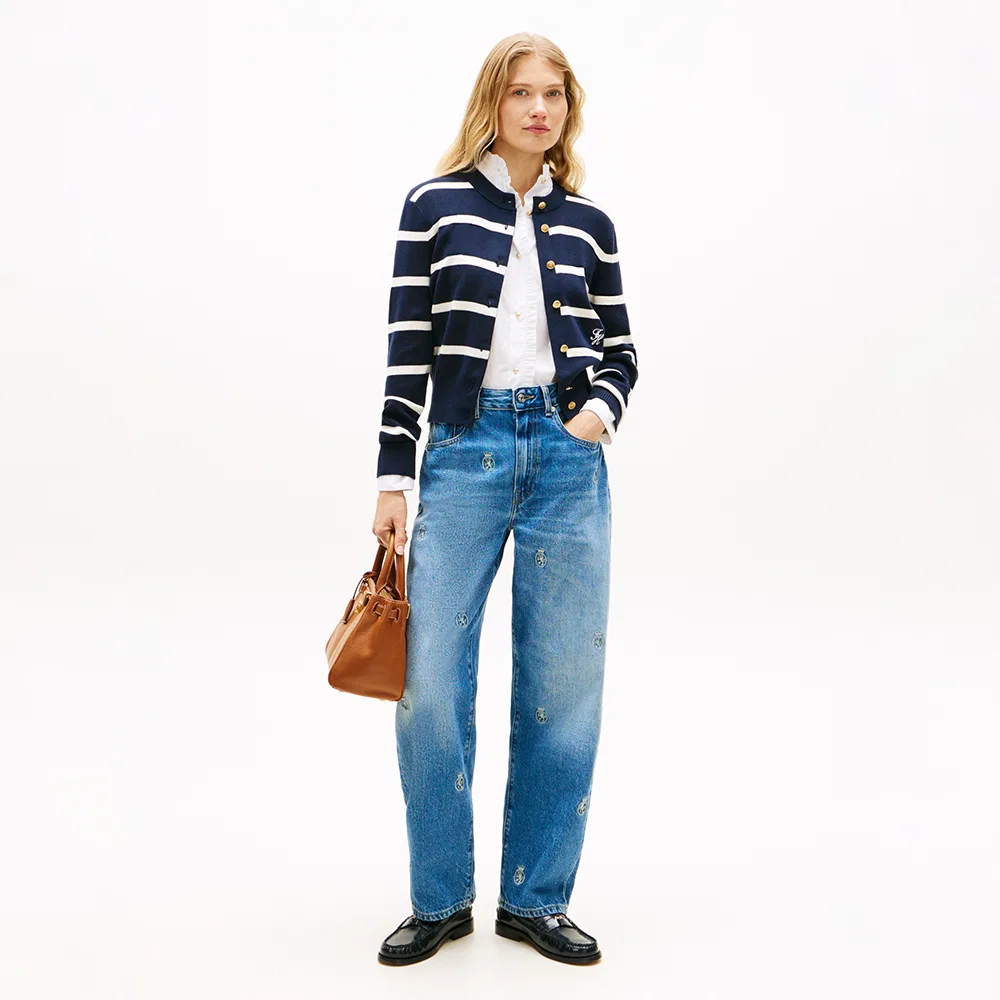 Женский полосатый кардиган с круглым вырезом тёмно-синий от Tommy Hilfiger Women — фото 2