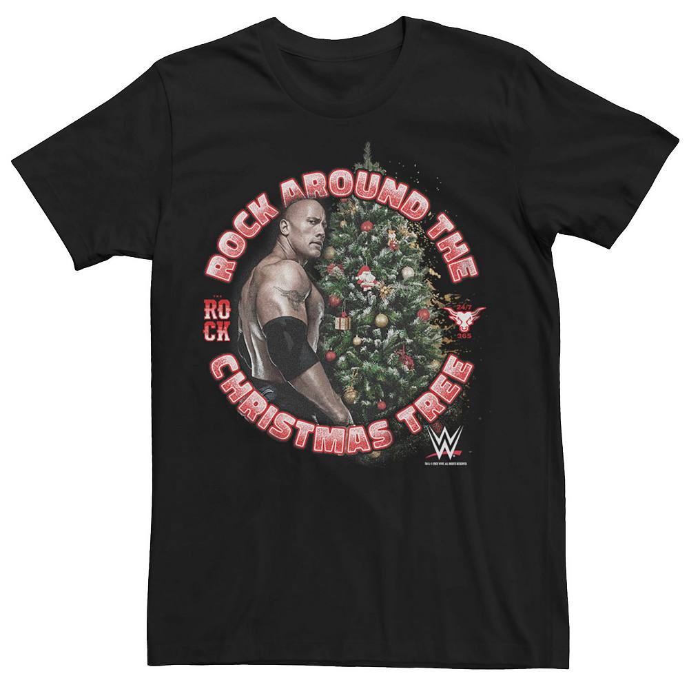 

Мужская футболка с рисунком WWE Rockaround The Christmas Tree Licensed Character, черный