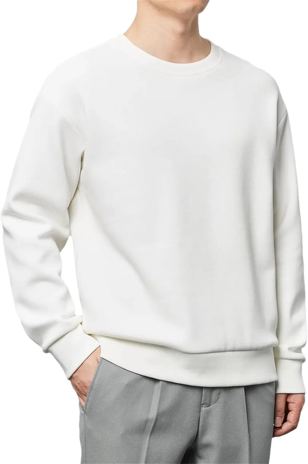 

Мужской повседневный свободный свитер с длинным рукавом OWEIEYEU