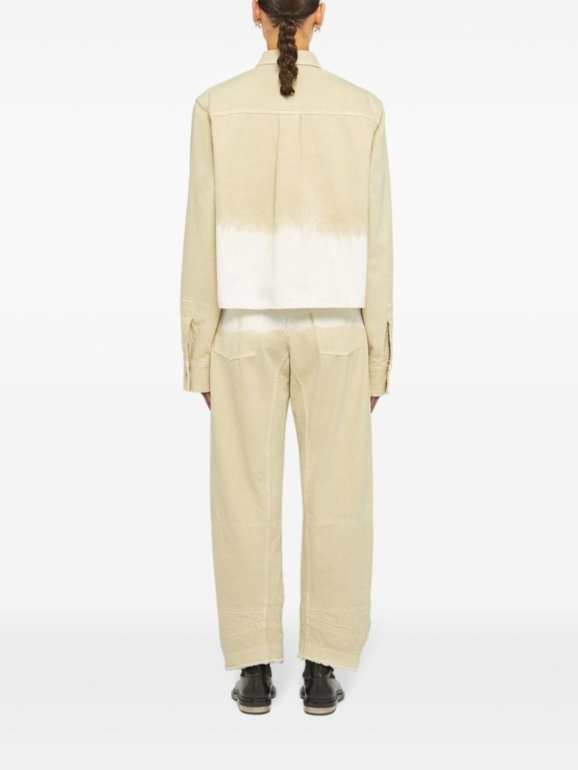 Jil Sander двухцветные джинсы широкого кроя, нейтральный цвет — фото 4