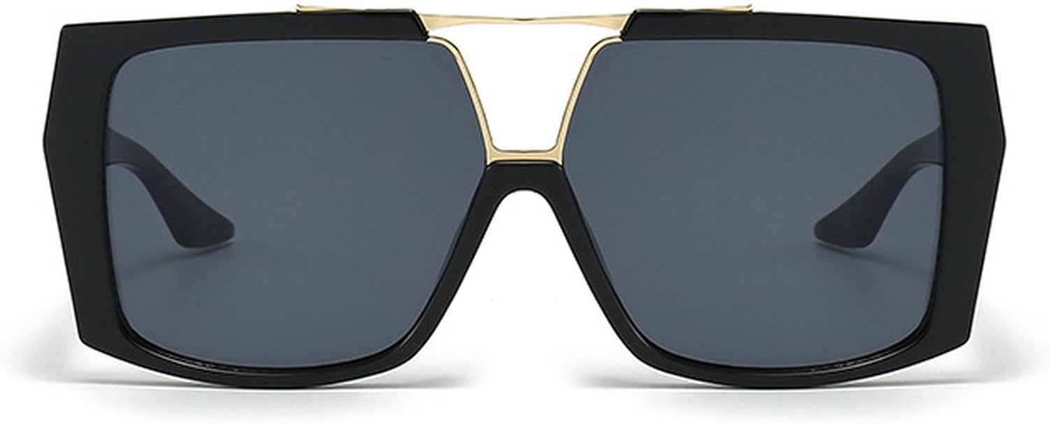 

Ретро-солнцезащитные очки с двойной перемычкой квадратной формы для женщин, модные градиентные оттенки, защита от УФ-излучения UV400, модные солнцезащитные очки большого размера для мужчин mincl, Black