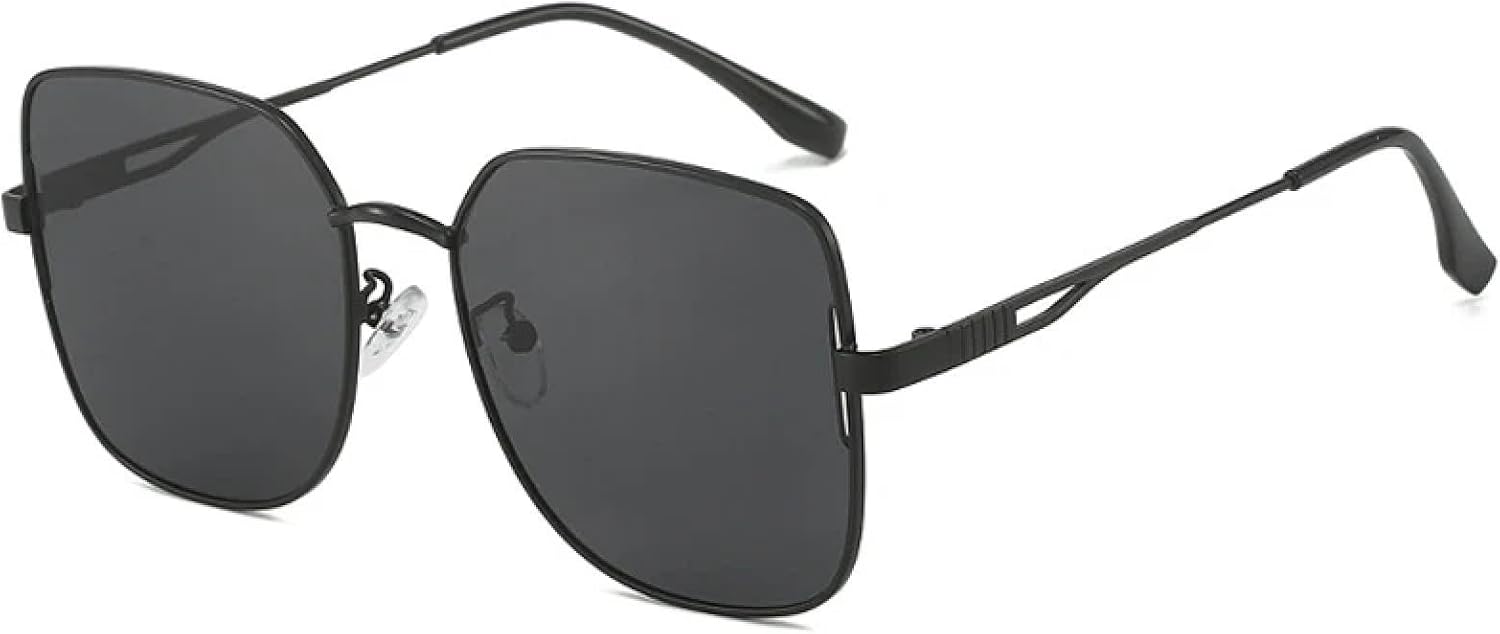 

Классические солнцезащитные очки в крупной оправе для женщин и мужчин, модные для активного отдыха, вождения, летнего использования и путешествий, с защитой от УФ-излучения UV400 TKKTLLT, Black Gray