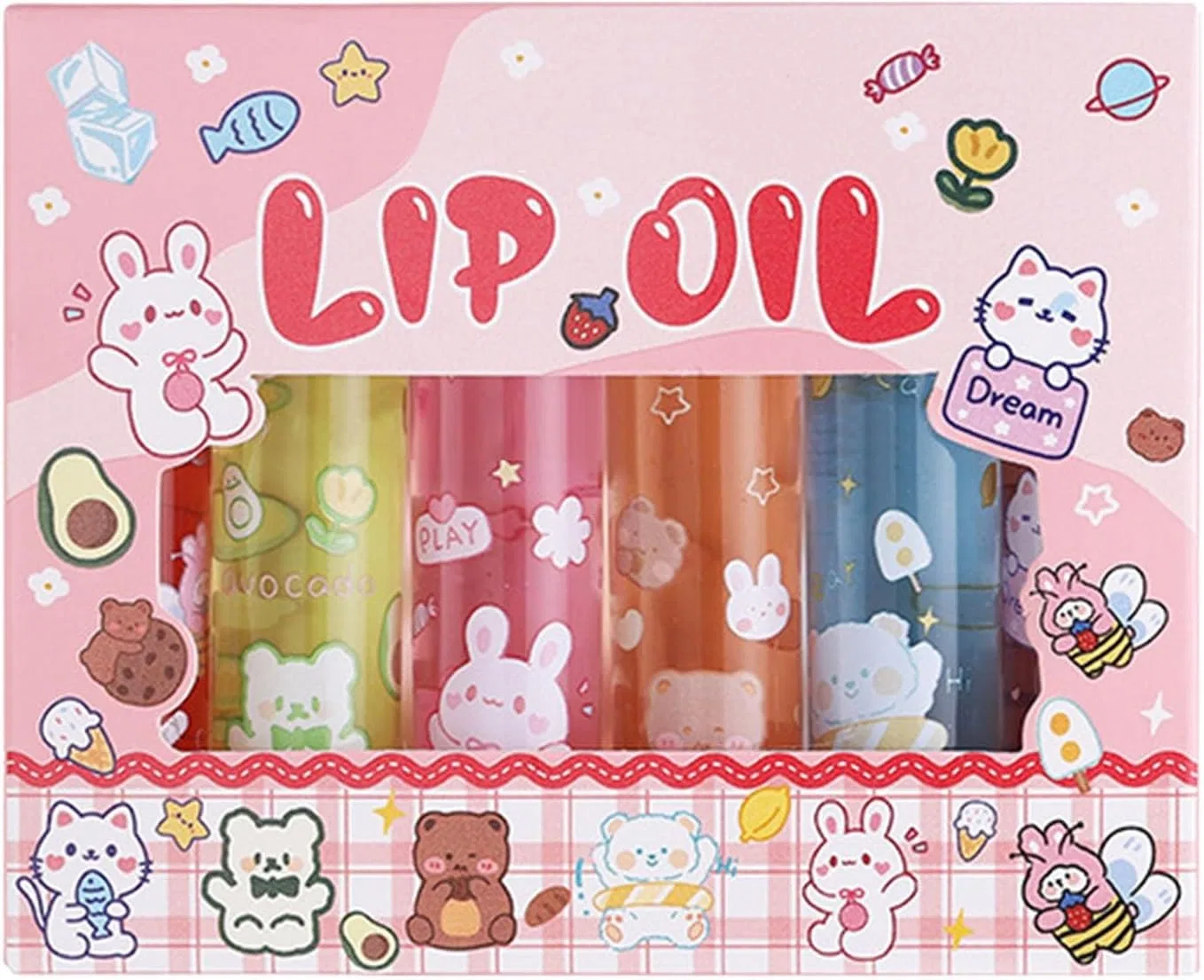 Набор блесков для губ Roll On 6 шт Fruit Flavored Generic розовый