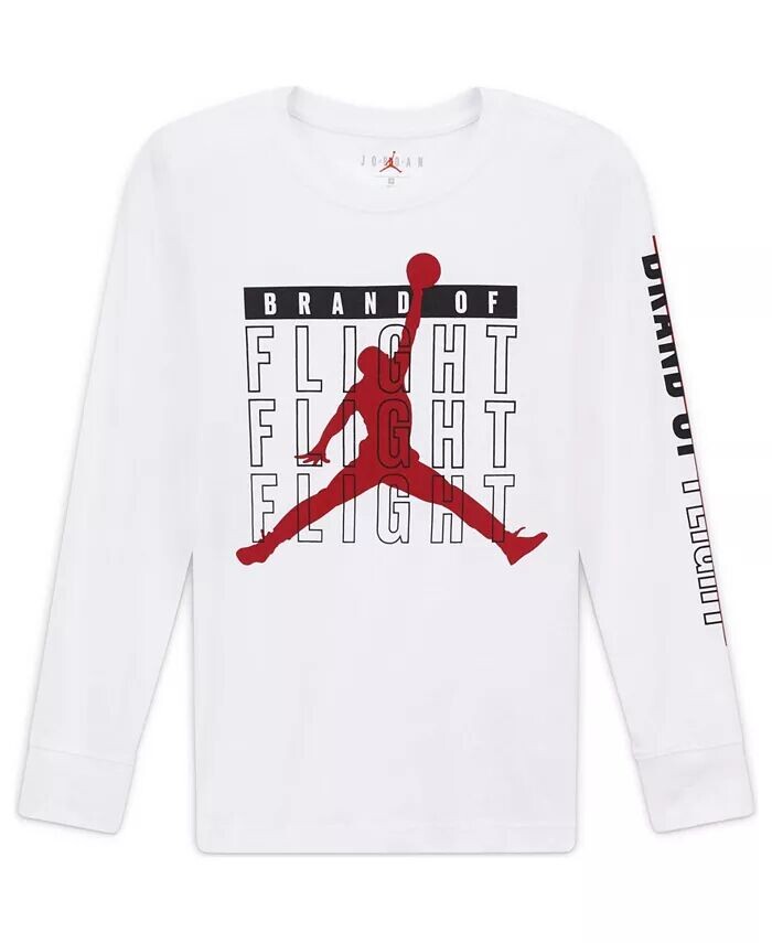 

Футболка с длинными рукавами и логотипом Big Boys Jumpman Flight Jordan, белый