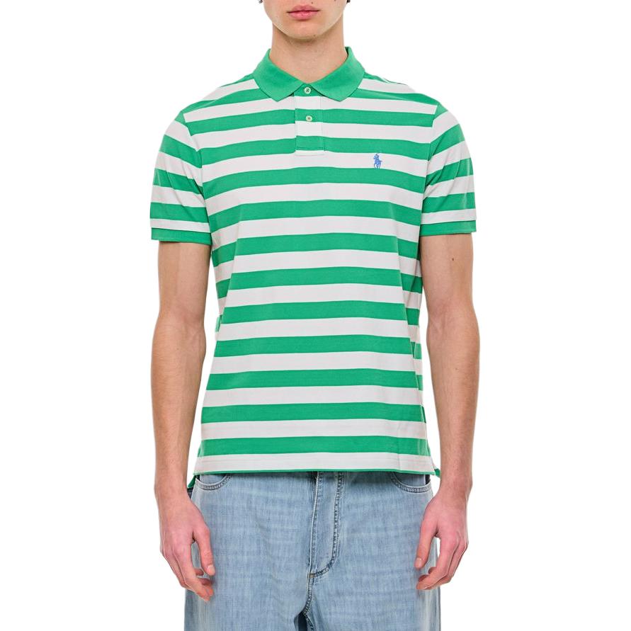 Поло с вышитым пони и полосками Polo Ralph Lauren, зеленый — фото 4
