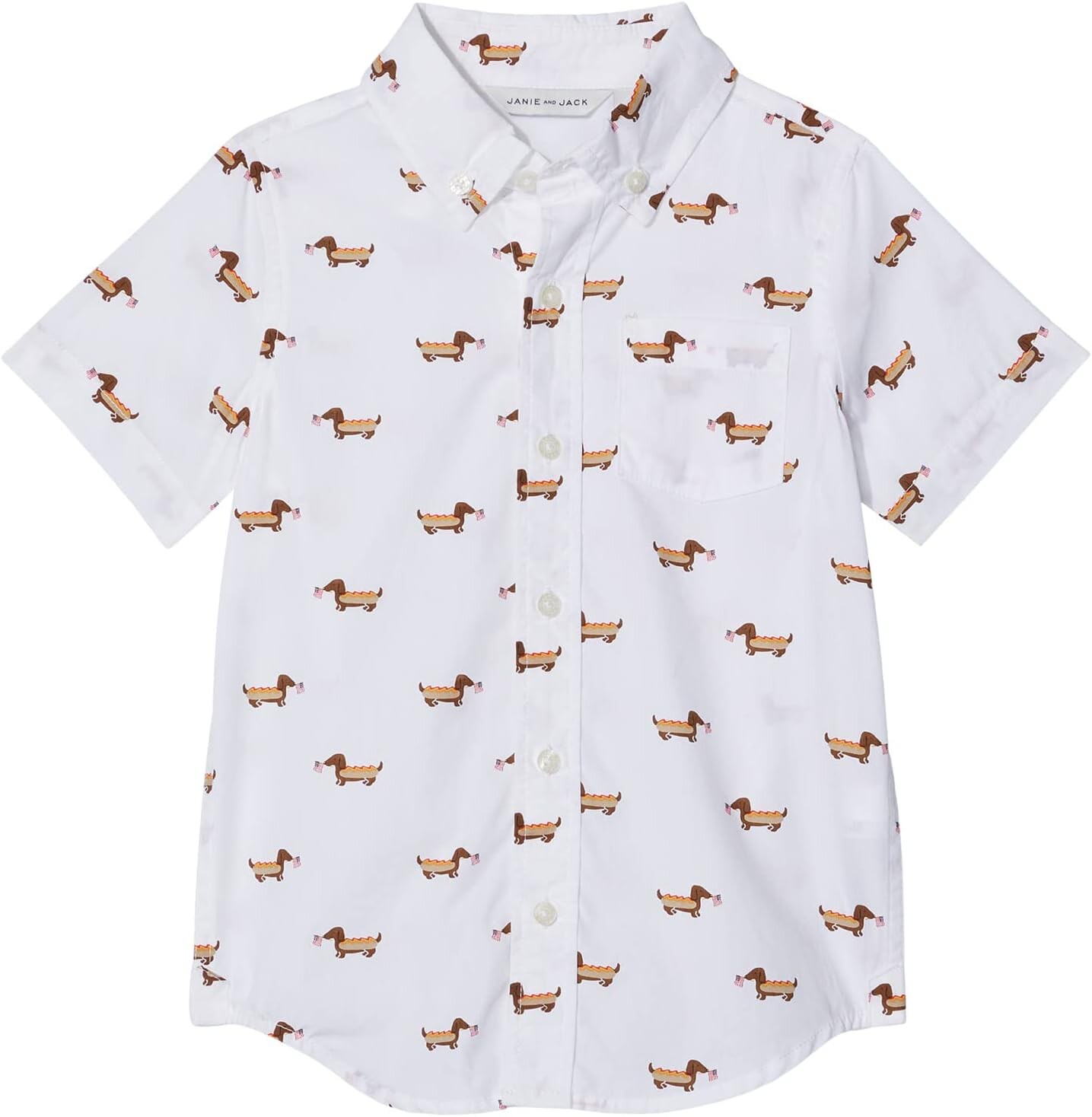 

Рубашка Janie and Jack Printed Poplin Button-Up, белый