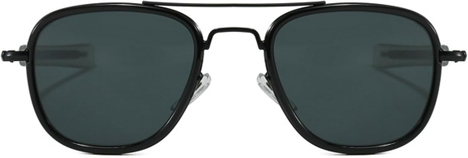 

Ретро-солнцезащитные очки-пилот для женщин и мужчин, с двойной перемычкой, квадратной оправой, металлическим каркасом, в стиле 70-х, защита от ультрафиолета UV400 mincl, Black