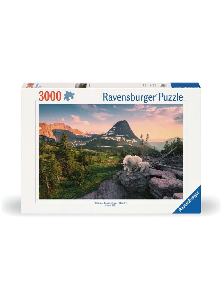 

Пазл Ravensburger из 3000 деталей: Альпийская коза с детенышем, выполненный в красочной гамме