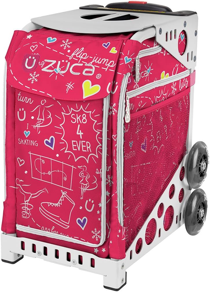 

Спортивная сумка ZUCA SK8 Pink с белой рамой и мигающими колесами