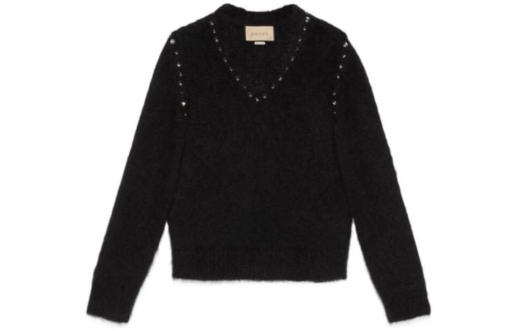 

Свитер женский Gucci Studded V-neck, черный