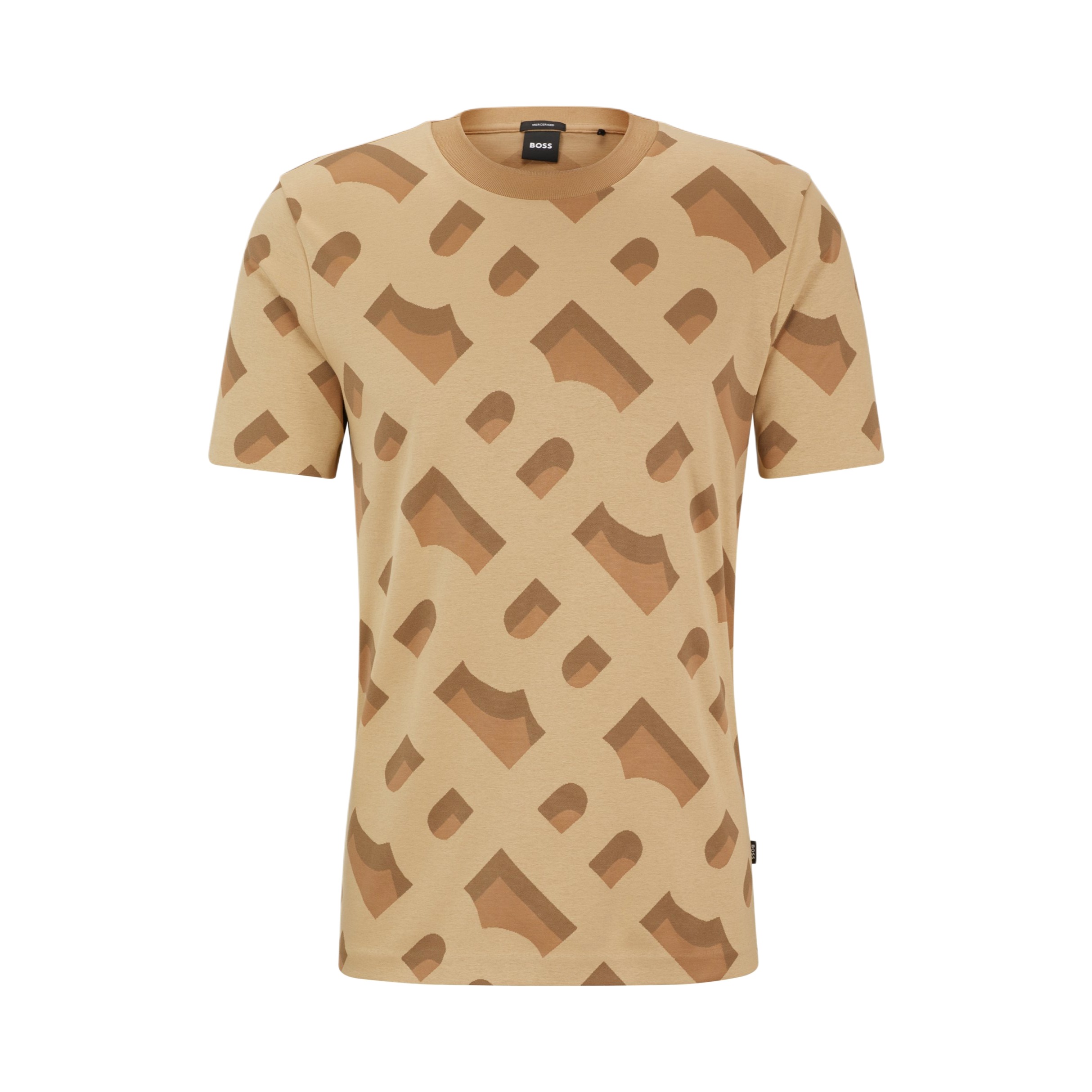 

Футболка с короткими рукавами и жаккардовым принтом Boss Monogram HUGO BOSS, Light Umber