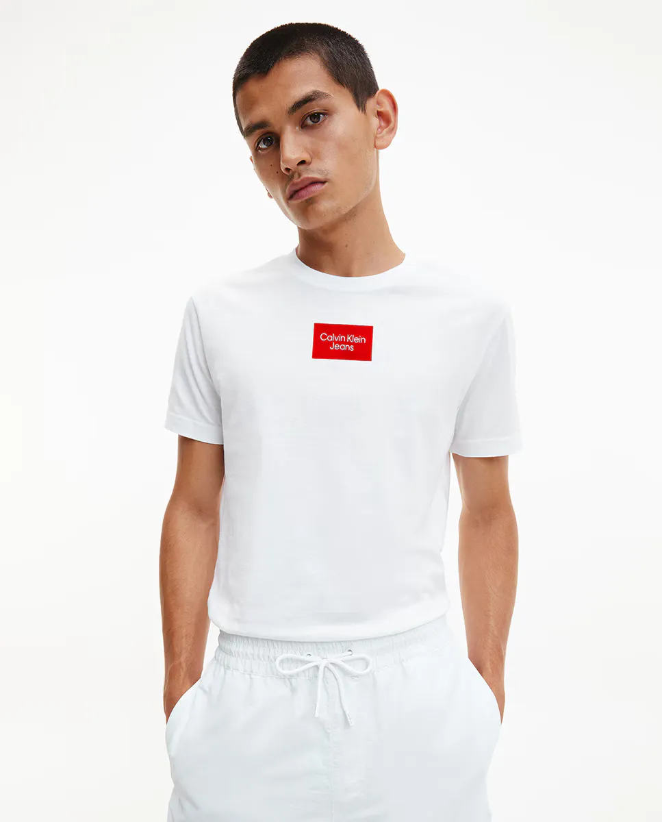 

Мужская футболка с логотипом Label Calvin Klein Jeans, белый