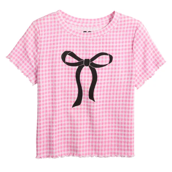 

Футболка с фактурным рисунком для девочек 6-20 лет, стандартного и большого размера So, цвет bow purple gingham