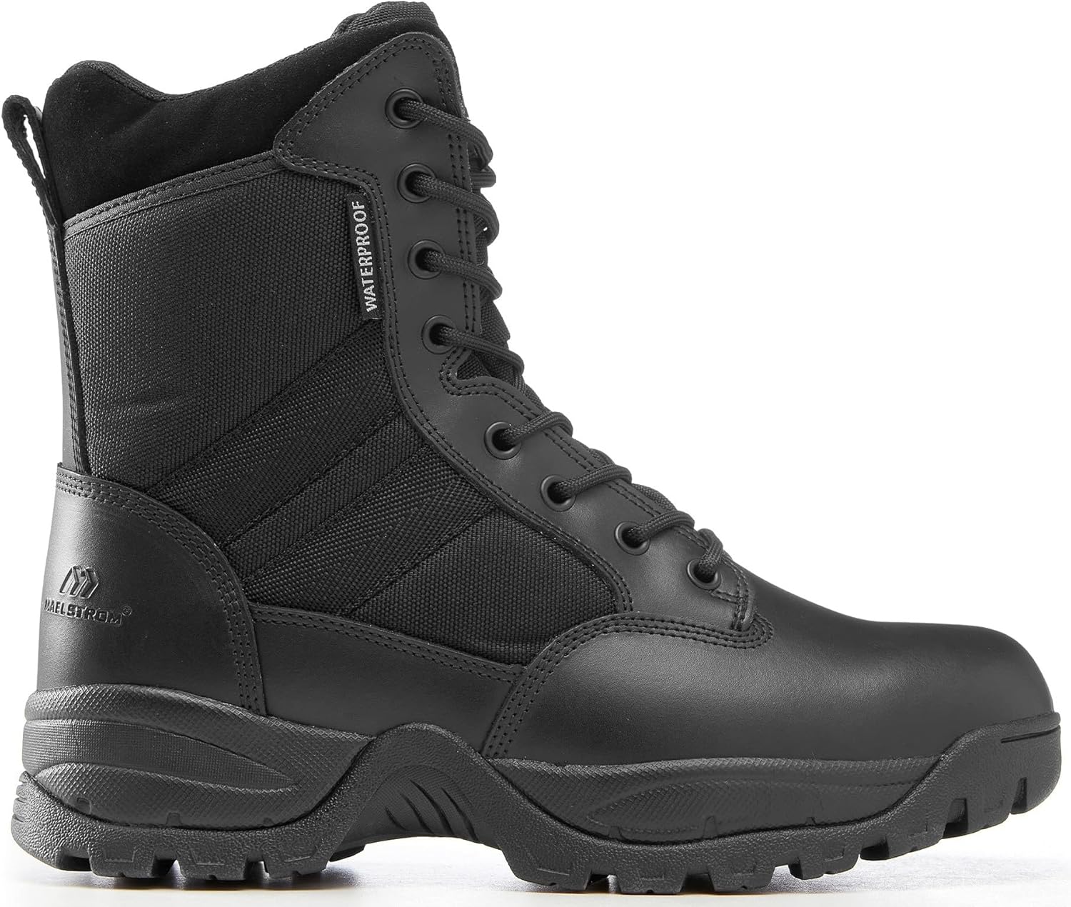 

Мужские тактические ботинки Maelstrom с боковой молнией - легкая кожаная обувь в военном стиле, комфортная, прочная и дышащая для активного отдыха на природе, черный