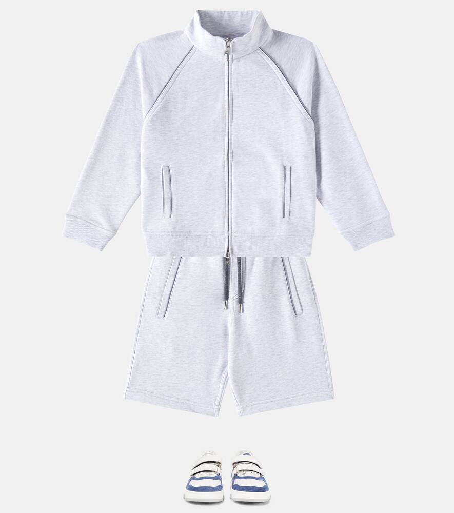 Кроссовки из кожи с замшевой отделкой Brunello Cucinelli Kids, 2860+6280 — фото 2