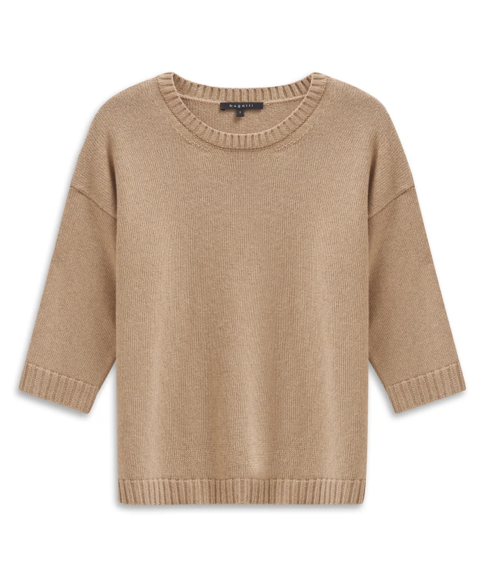 

Свитер с круглым вырезом из мягкой кашемировой ткани. Bugatti, бежевый