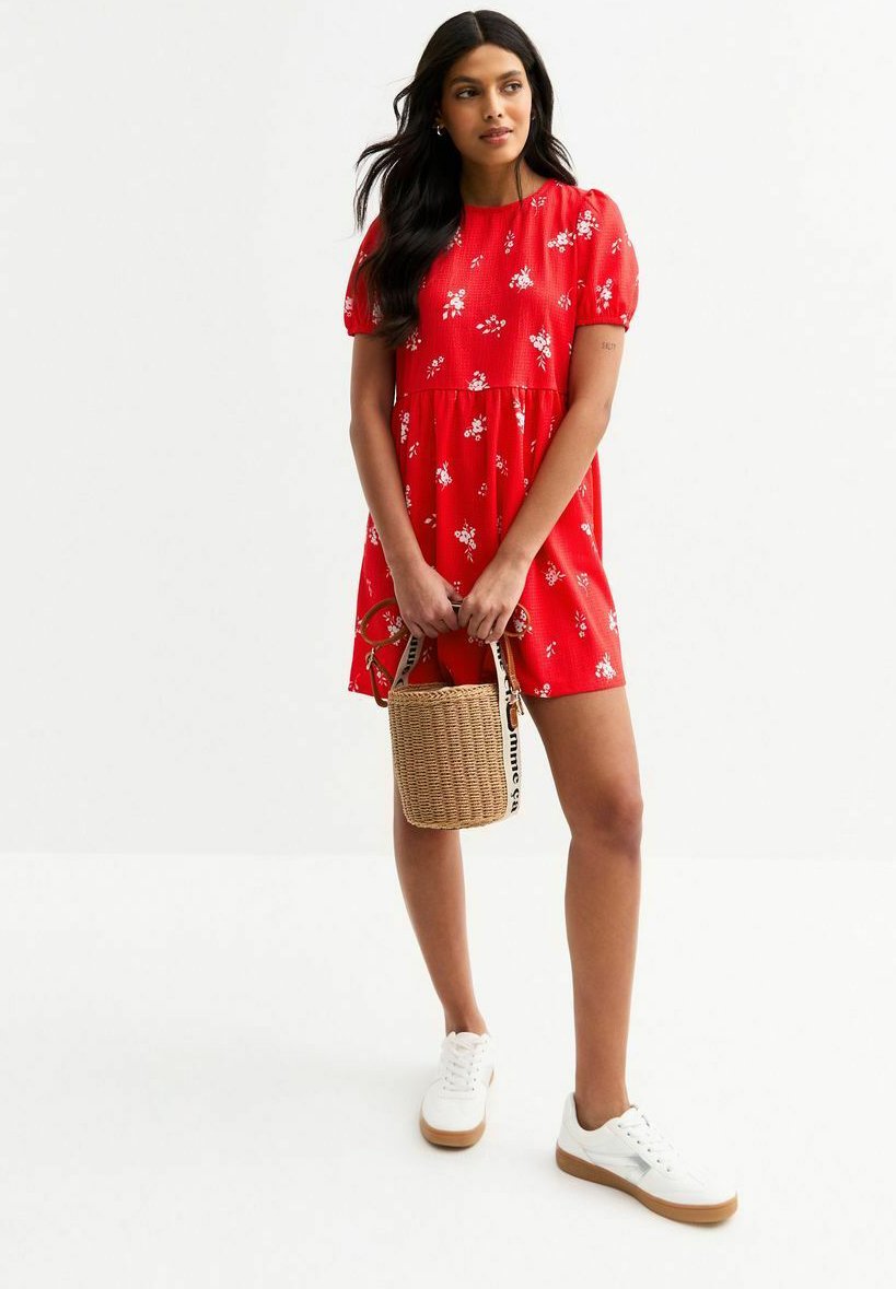 

Повседневное платье FLORAL PRINT TIE BACK MINI New Look, цвет Red Pattern