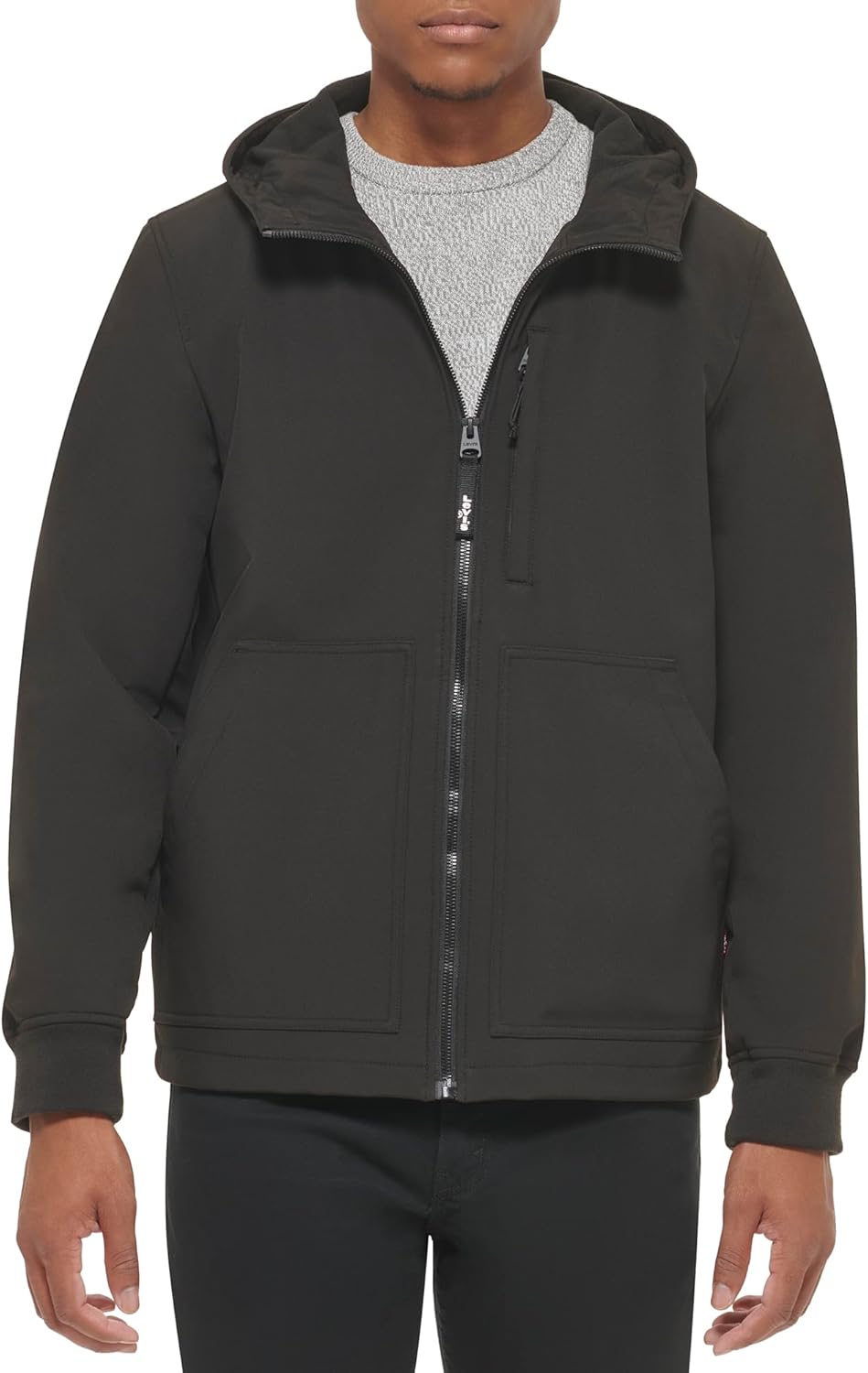 

Мужская водонепроницаемая куртка-толстовка с капюшоном из мягкого материала Levi's для трейлраннинга, Black Open Bottom