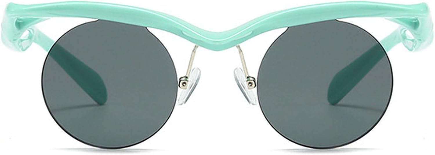 

Солнцезащитные очки в стиле панк с маленькой круглой оправой для женщин и мужчин, 2024 год, роскошные винтажные солнцезащитные очки без оправы для женщин, защита от УФ-излучения UV400 mincl, Green Gray