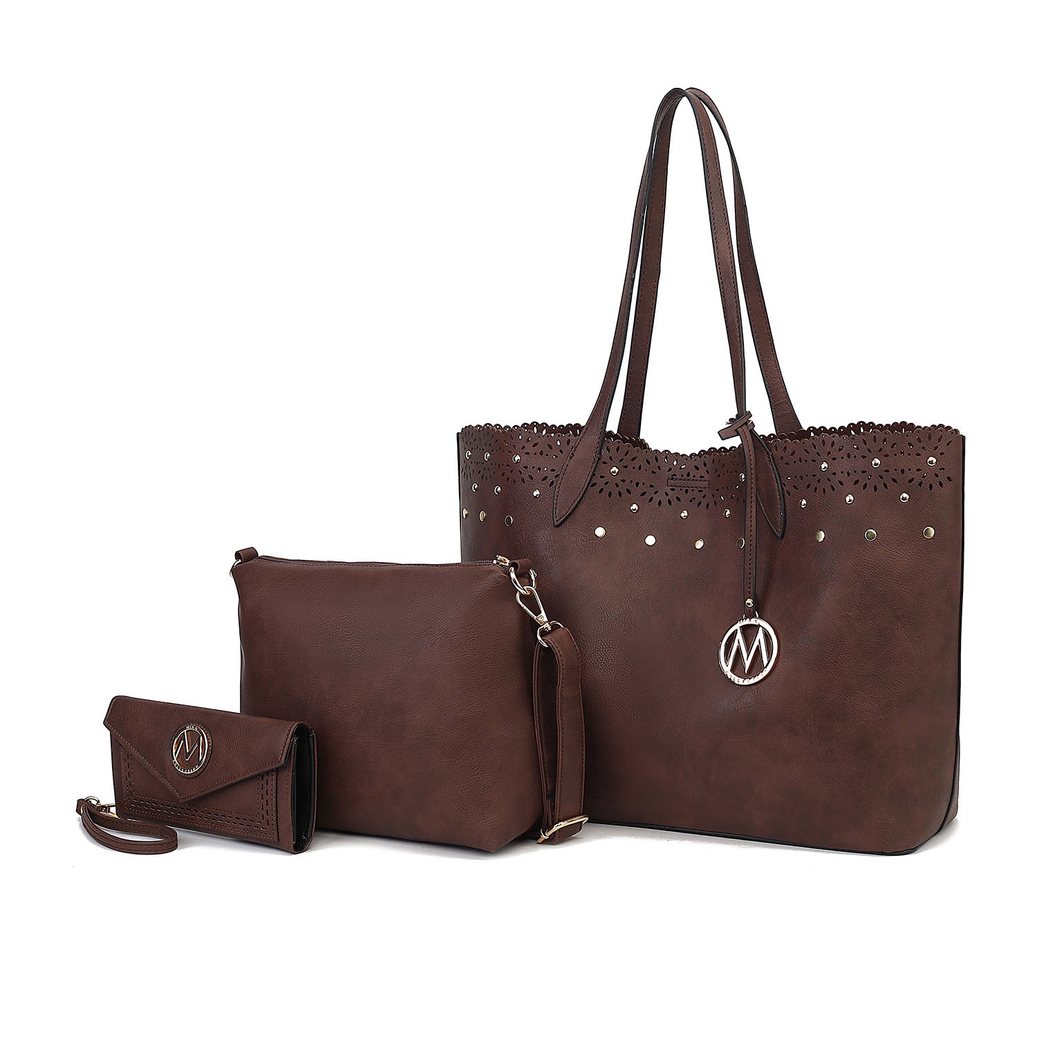 

Комплект из 3 предметов Mariahna: сумка-шоппер, клатч через плечо и подходящий к нему кошелек для женщин от Mia K MKF Collection By Mia K., Coffee