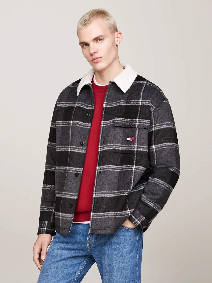 

Куртка-рубашка Tommy Jeans "TJM CHECK SHERPA OVERSHIRT EXT", цвет Black Check