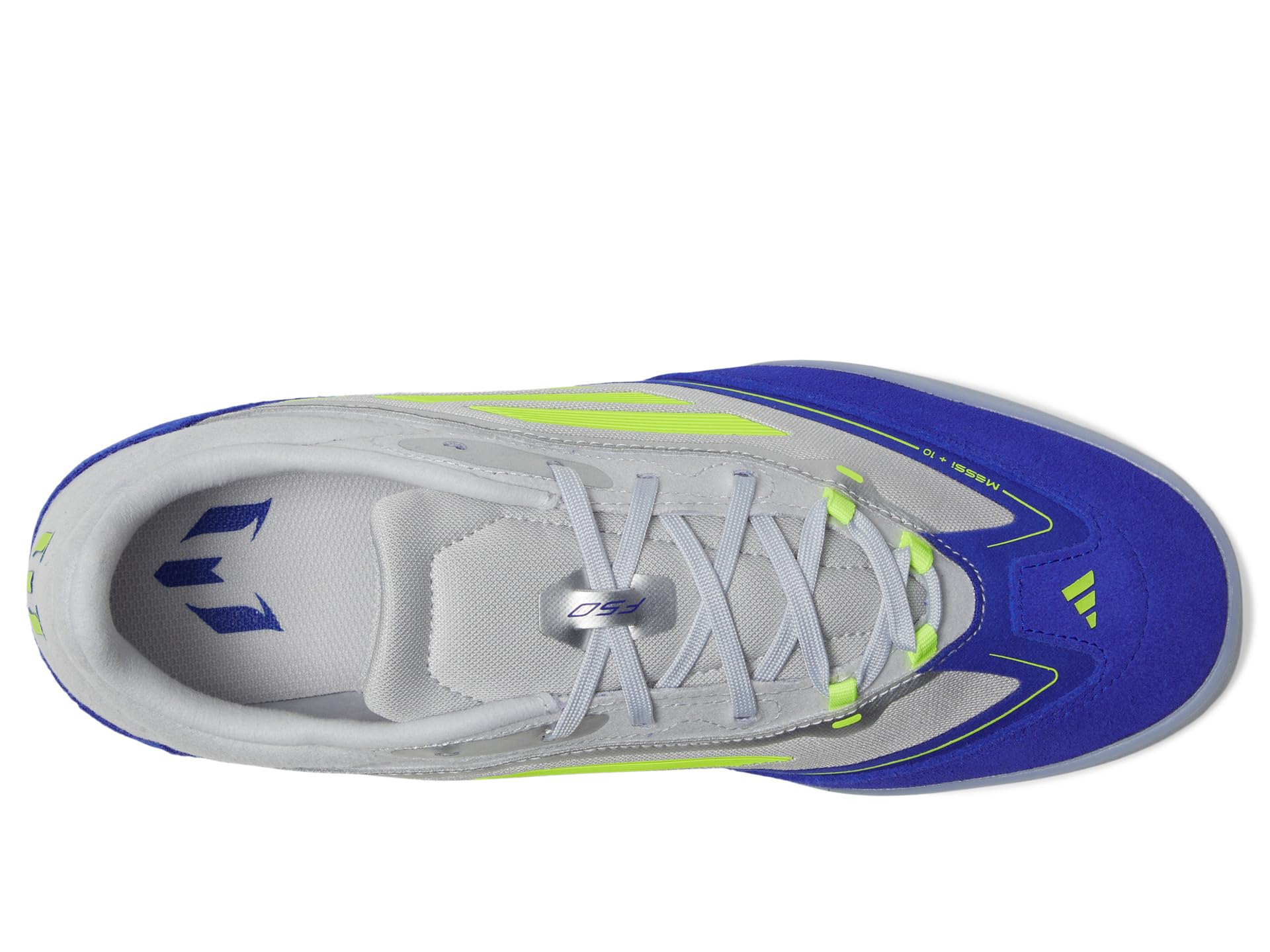 Кроссовки Adidas F50 Freestyle Messi Indoor, Silver Metallic/Solar Yellow/Lucid Blue — фото 2