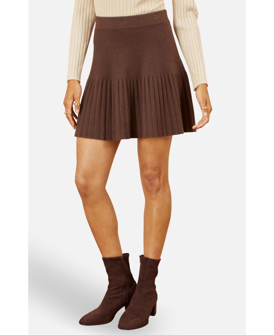 

Женская вязаная плиссированная мини-юбка Yumi, Brown