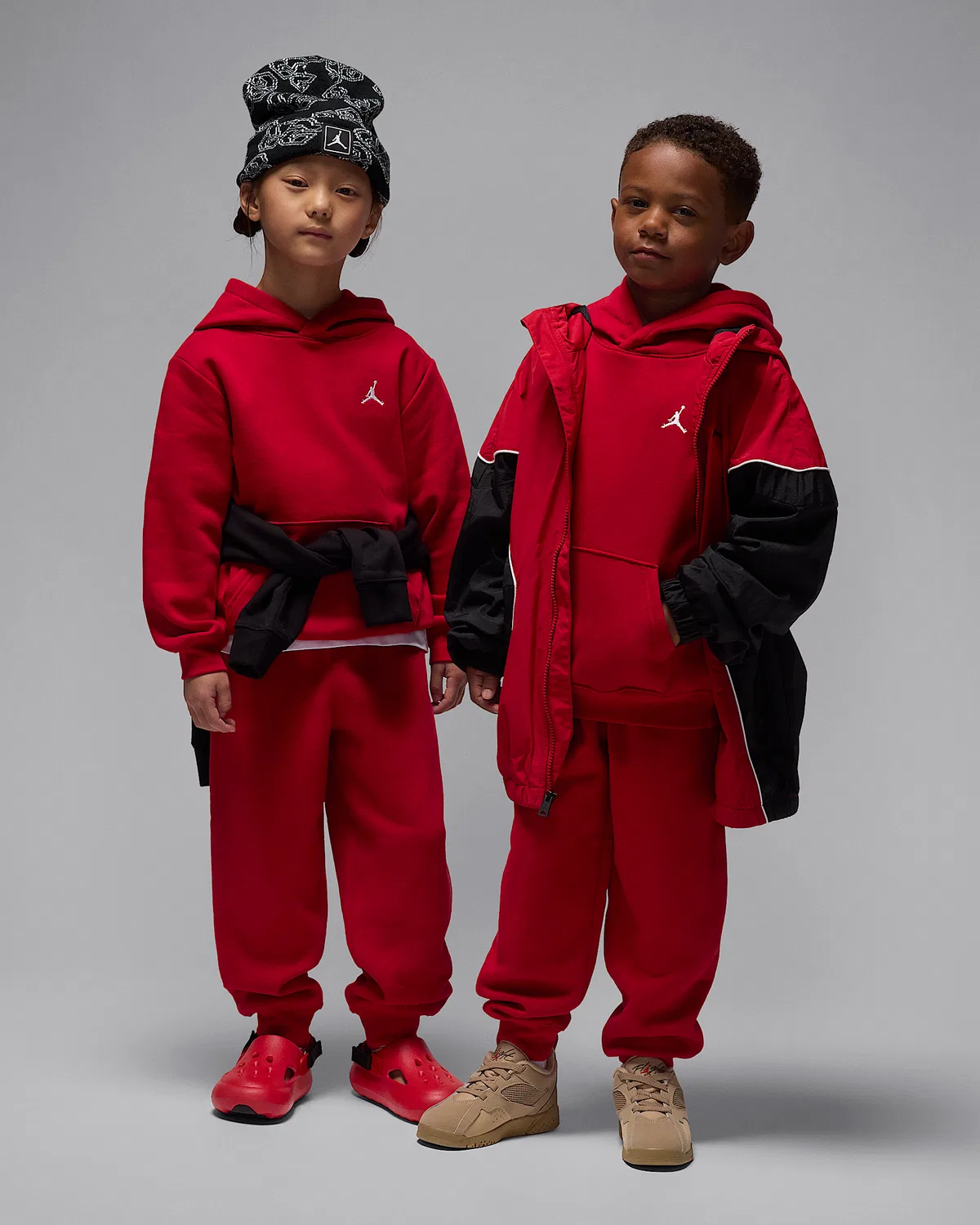 Детский комплект из 2 предметов: толстовка с капюшоном Jordan Brooklyn Fleece, Gym Red