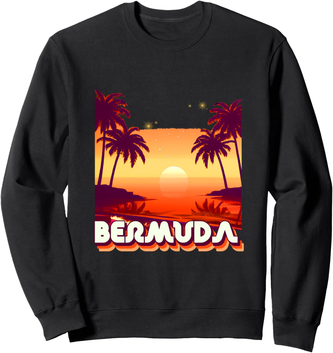 

Ретро-толстовка в стиле 80-х с изображением бермудской пальмы и серфинга Bermuda Retro Beach Accessories, черный