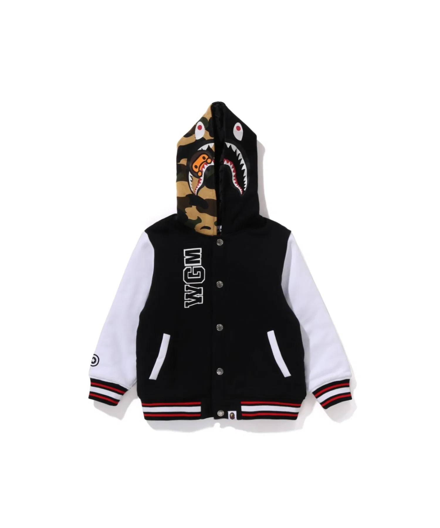 Толстовка с капюшоном A BATHING APE с принтом MILO SHARK, хлопок, черный