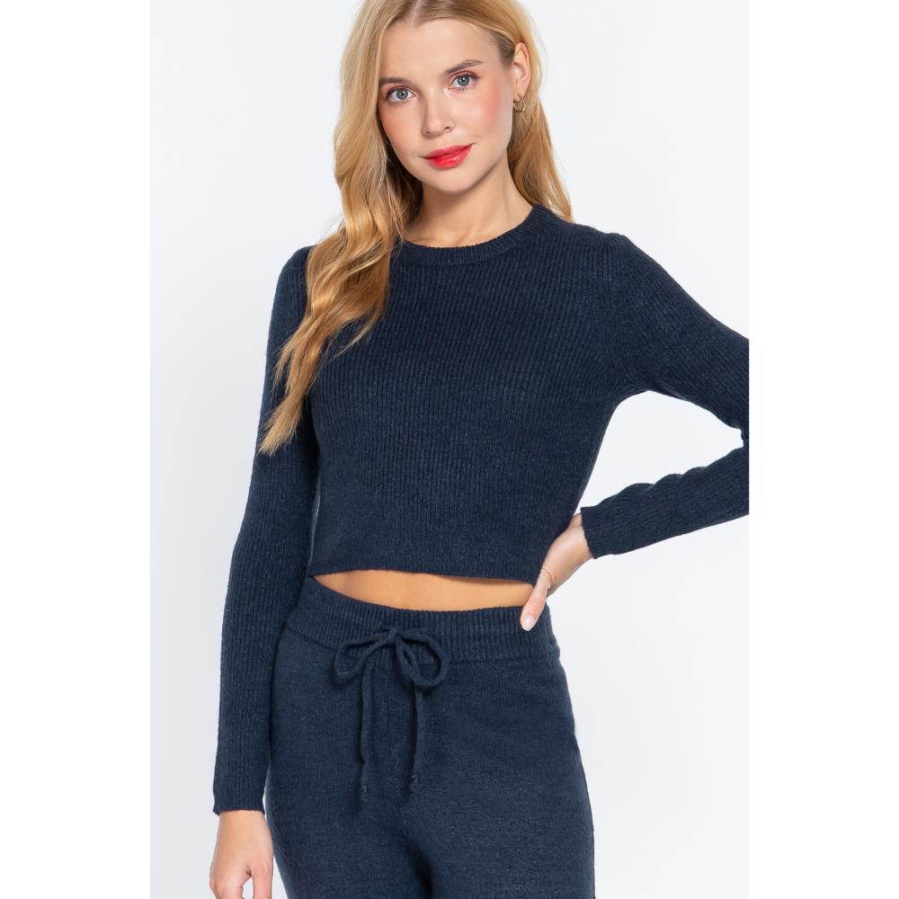 

Длинный свитер с круглым вырезом Slv FASHNZFAB, цвет ink navy