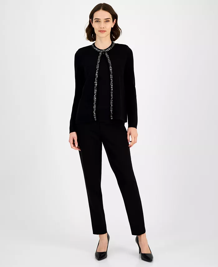 

Женский кардиган с отделкой стразами Anne Klein, черный