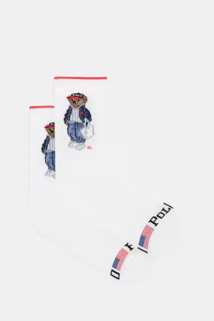 Носки женские с мишкой Polo Ralph Lauren, белый