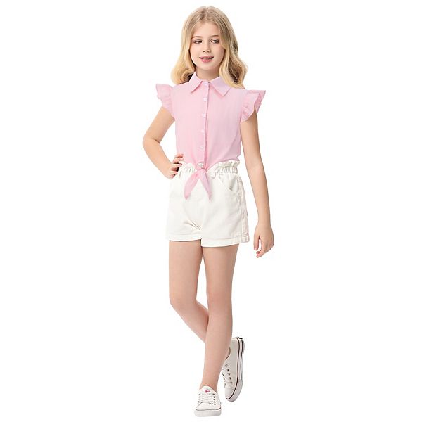 

Детская блузка с летящими рукавами и завязками Elitechoice, Pink