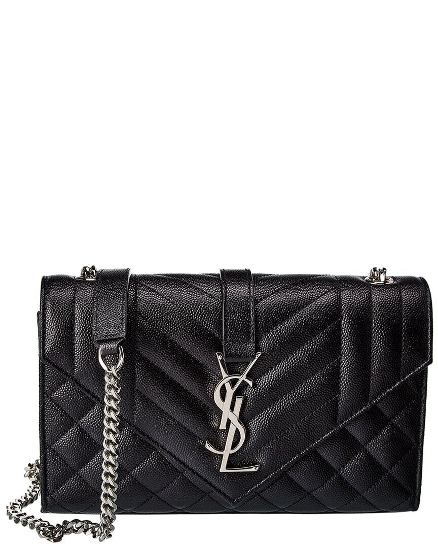 

Маленькая кожаная сумка через плечо Saint Laurent Envelope, черный