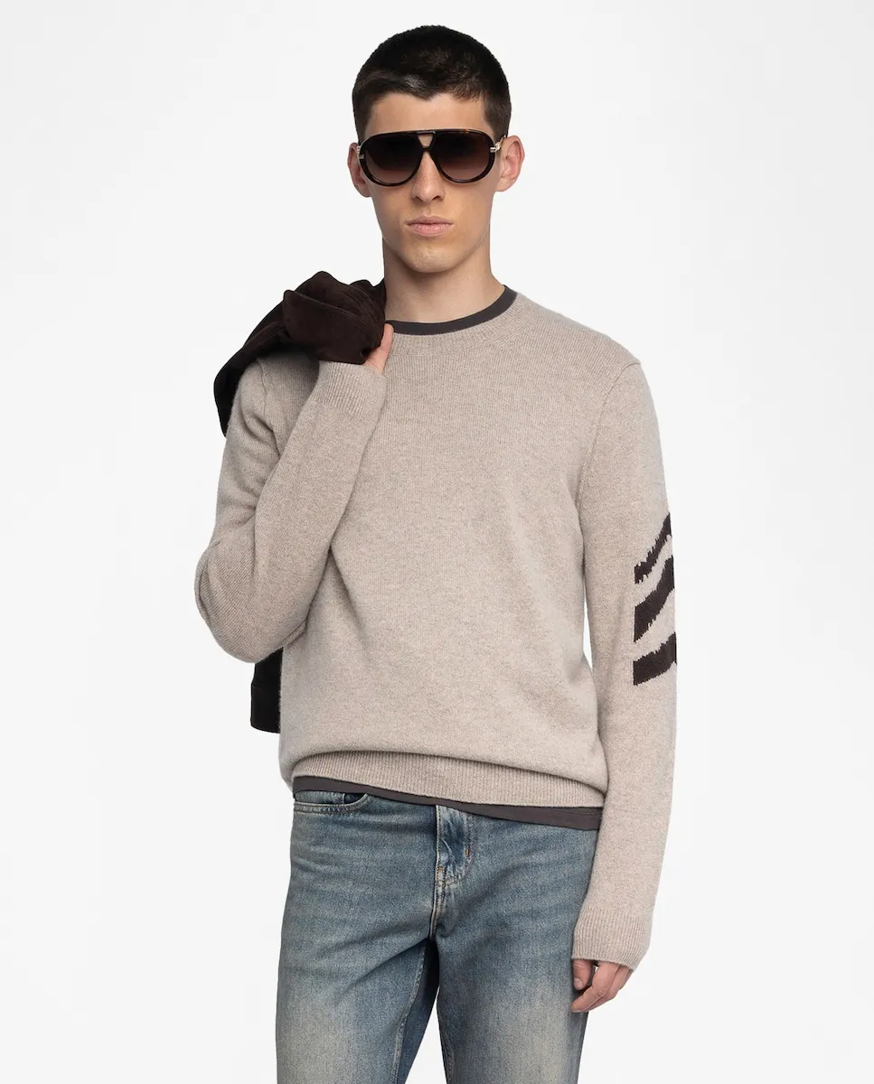 

Джерси Кеннеди 100% кашемир мужская с длинными рукавами Zadig & Voltaire, бежевый