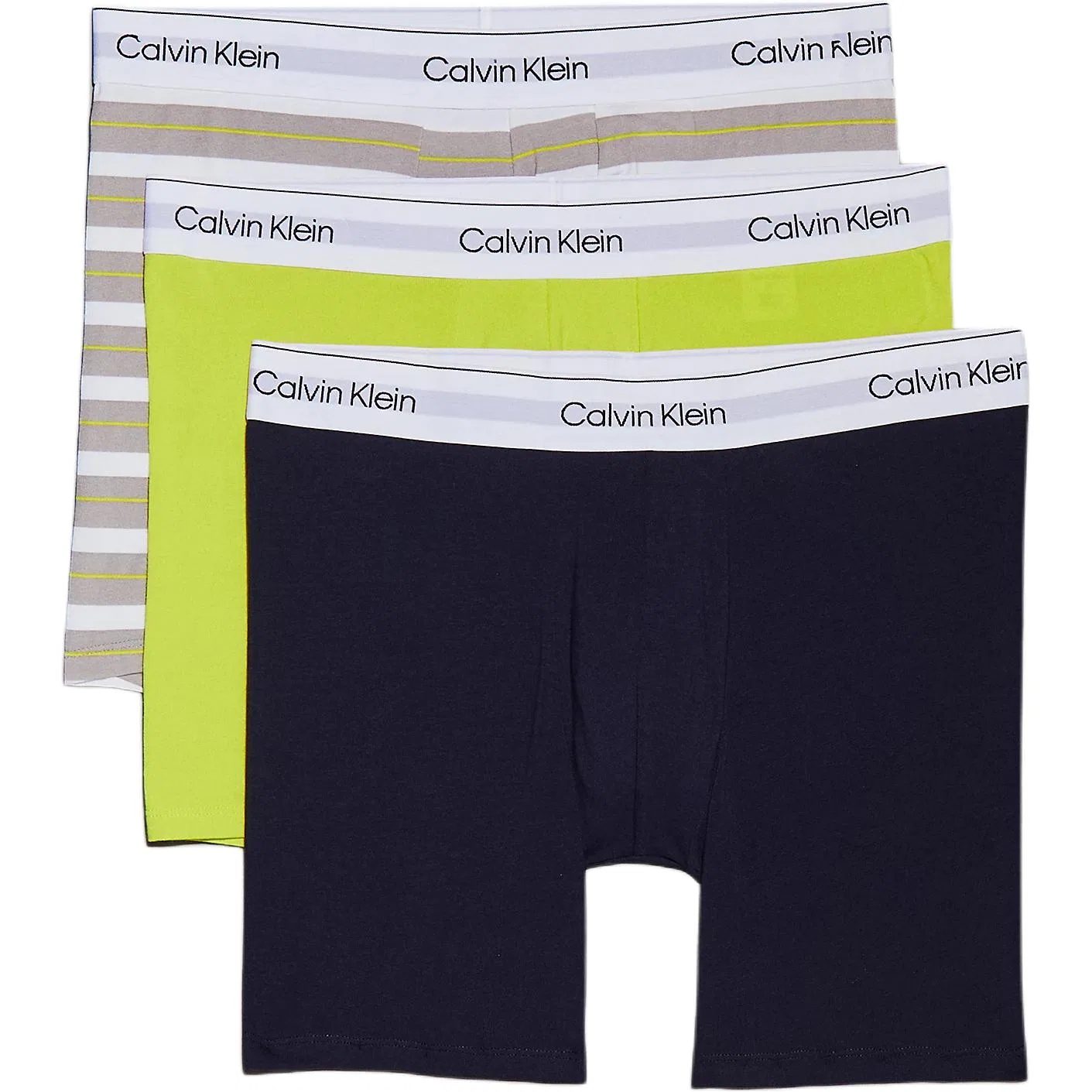 Боксеры Calvin Klein 3 Pack (Stripes+Neon Green+Marine Blue)