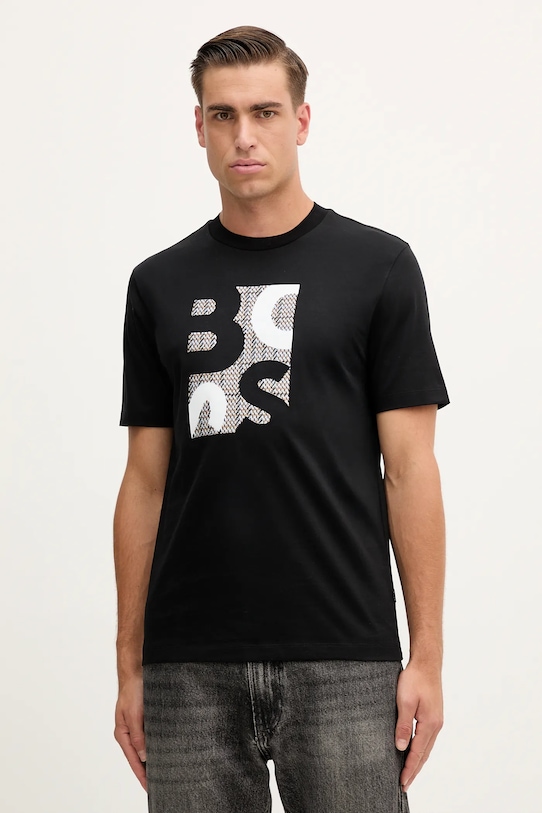 

Хлопковая футболка Boss, черный
