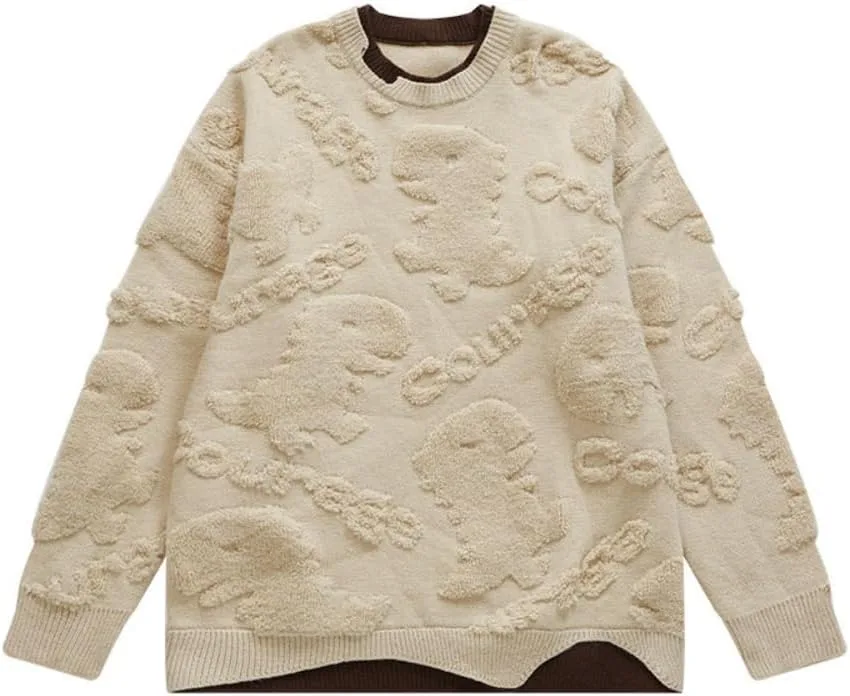 

Мужской свитер Oversized с принтом Dinosaur Hesaco