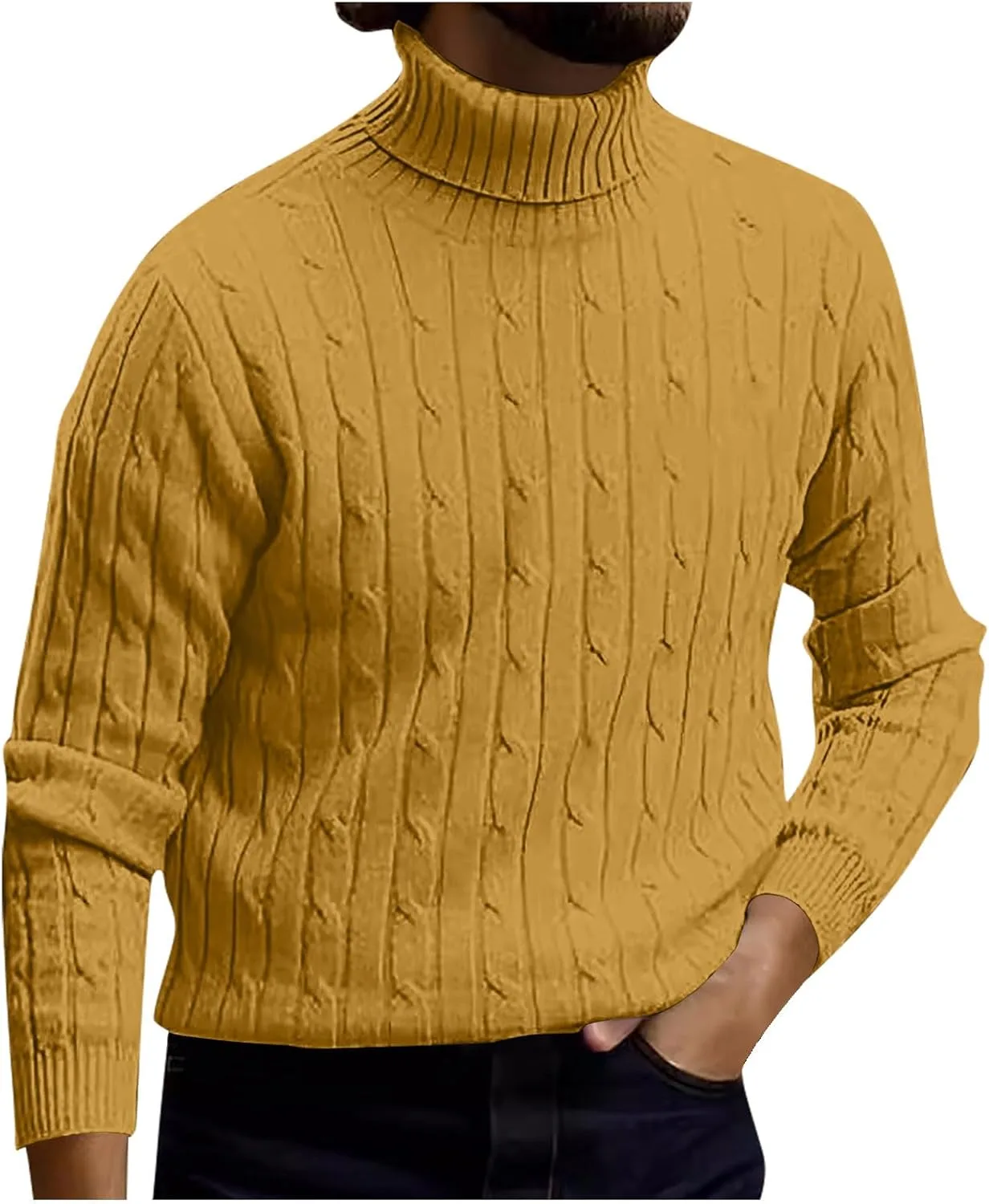 

Мужской свитер в стиле Vintage, полоска, Slim Fit, длинный рукав, стойка