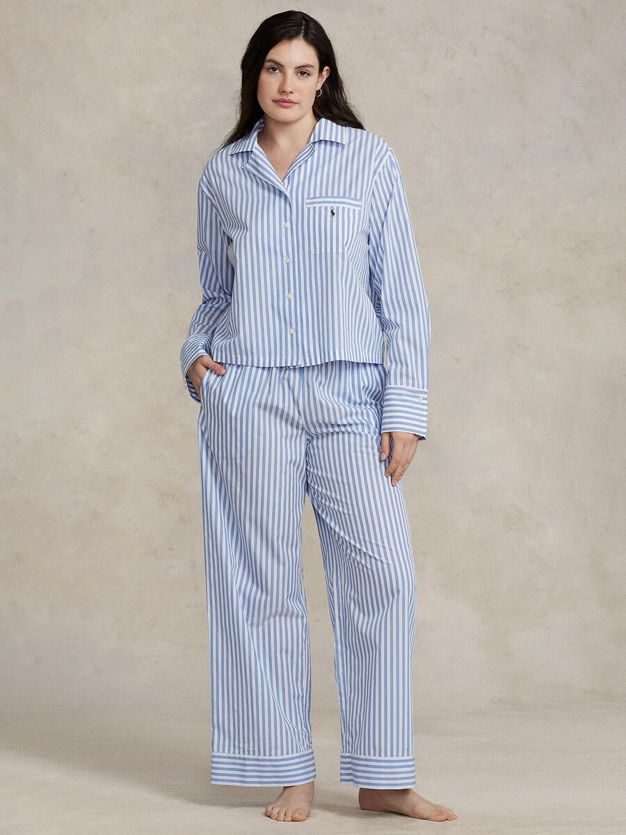 Пижама Polo Ralph Lauren  Long Sleeve PJ Set - Shirting Stripes, цвет Light blue/White — фото 2